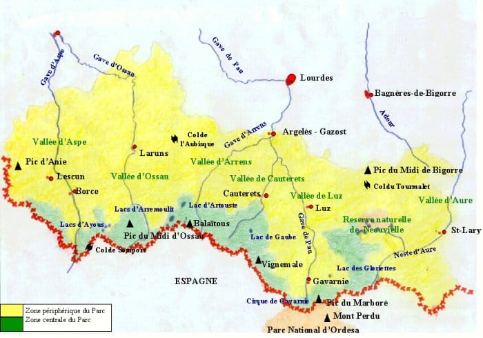 carte parc national des pyrénéees